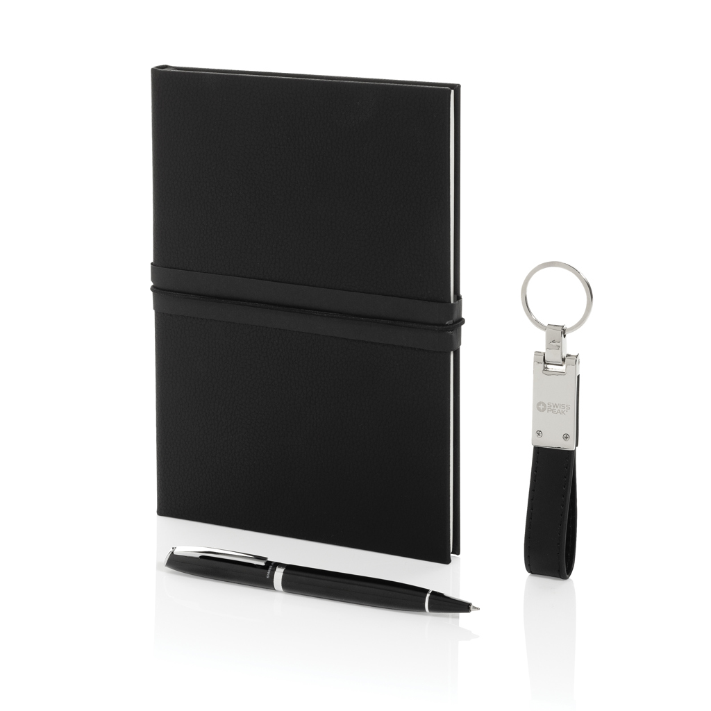 Coffret avec carnet A5, stylo en métal et porte-clé USB Swiss Peak_Noir