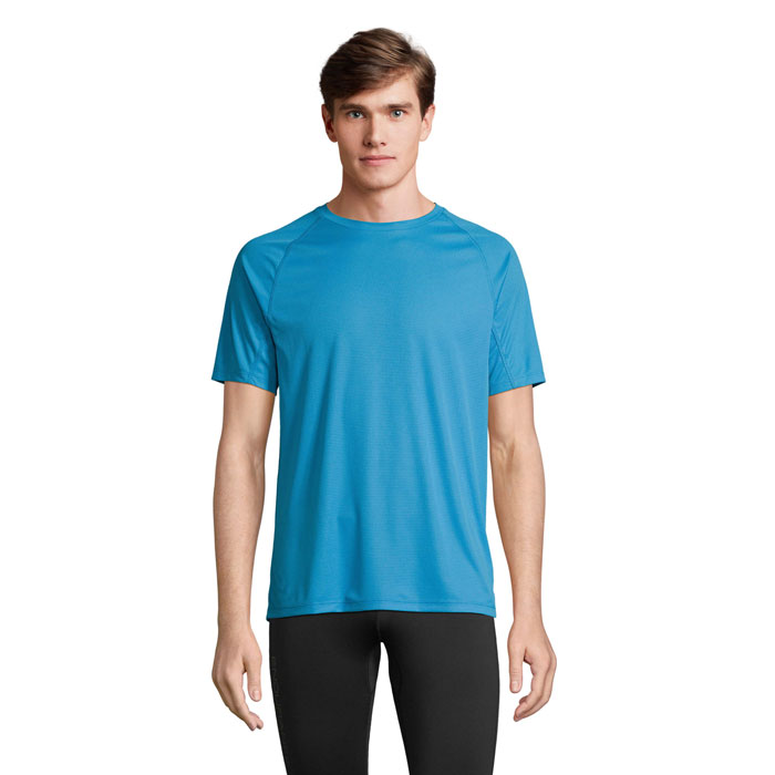 T-shirt publicitaire unisexe sport en polyester recyclé Vortex_Aqua