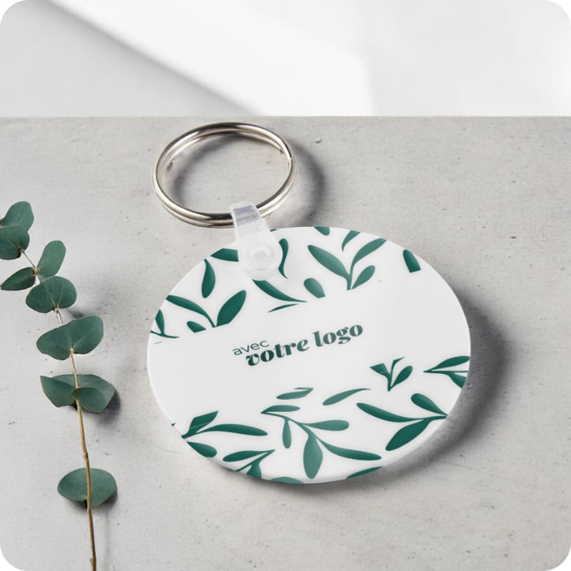 Porte-clés rond en plastique recyclé Tait_00