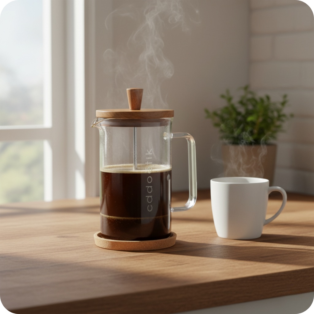 Cafetière à piston en verre et bois d'acacia Ivorie 600 ml_00