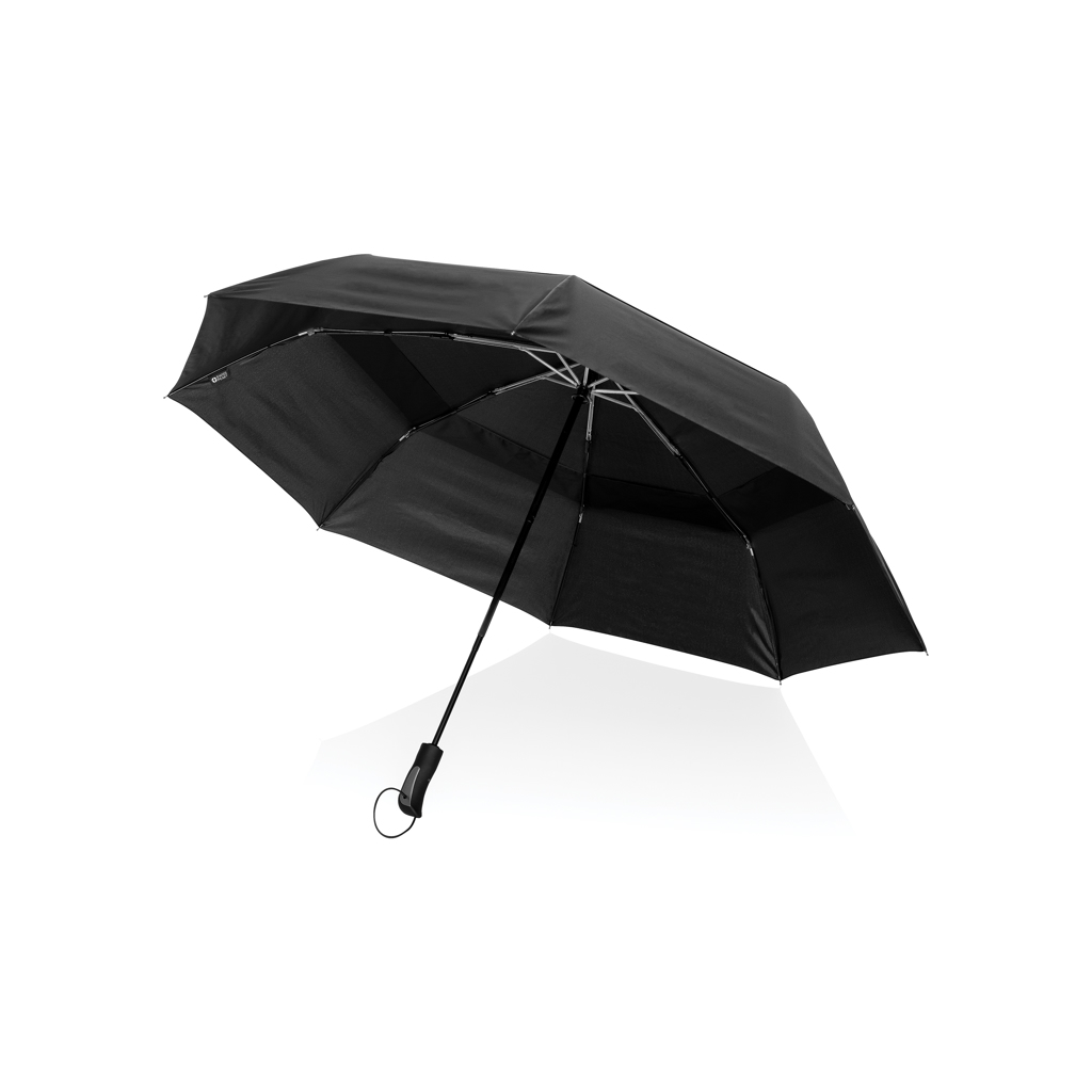 Parapluie pliable en polyester recyclé rPET Swiss Peak Tornado_Noir