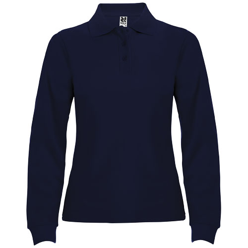 Polo femme à manches longues en coton certifié Estrella 220 g_Navy blue