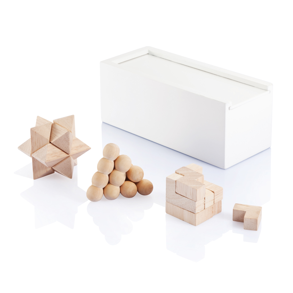 Casse-tête chinois 3 pièces en bois certifié Xao_Blanc