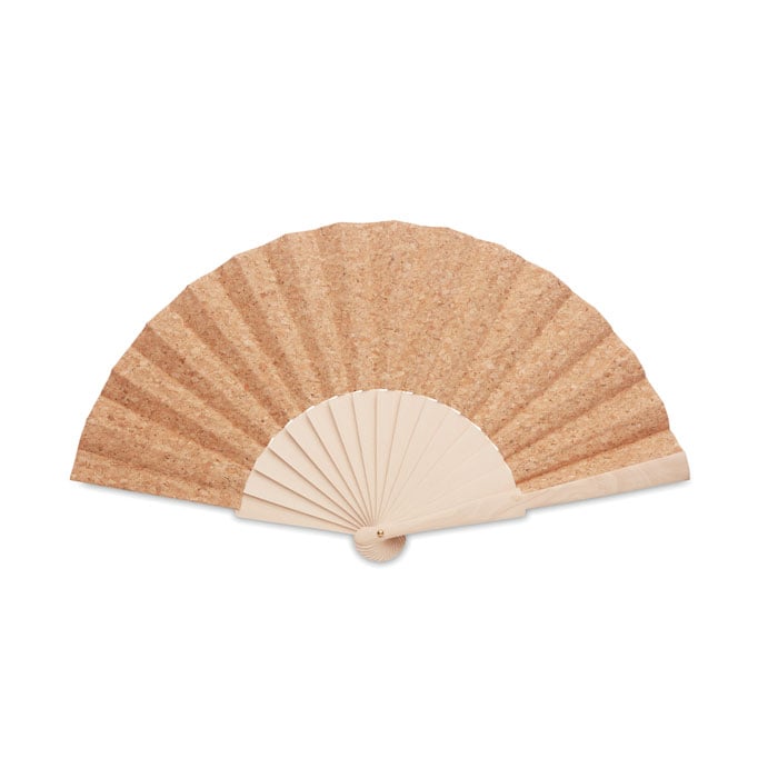 Éventail en liège et bois Fanny Cork_Beige
