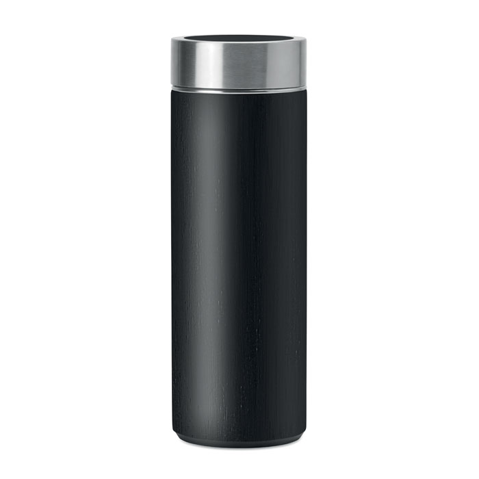 Bouteille infuseur isotherme en inox et bambou Batumi 400 mL_Noir
