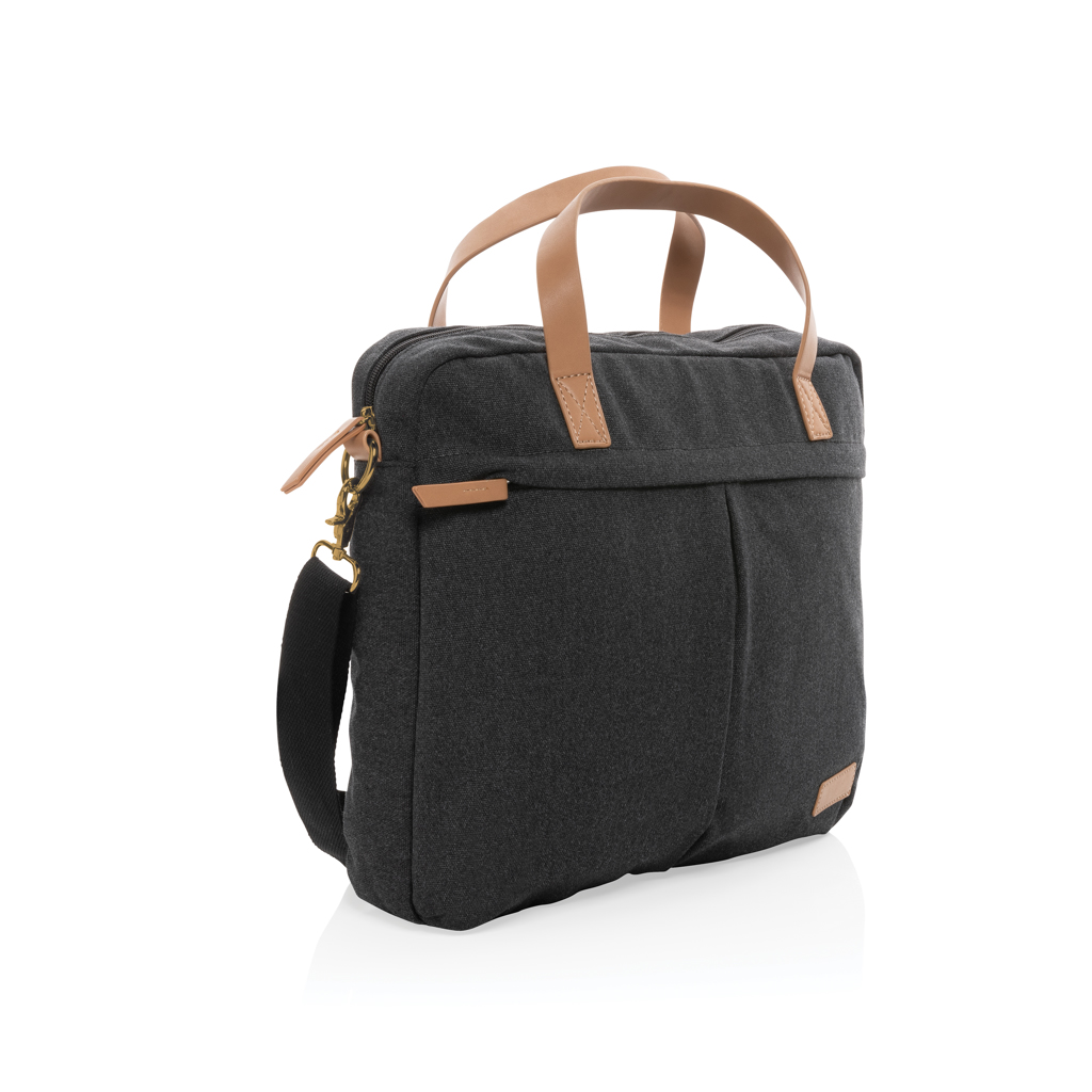Sacoche ordinateur 15" en toile recyclée Impact Rive_Noir