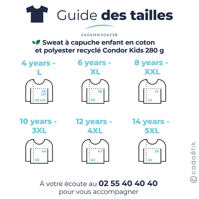 Sweat à capuche enfant en coton et polyester recyclé Condor Kids 280 g_04